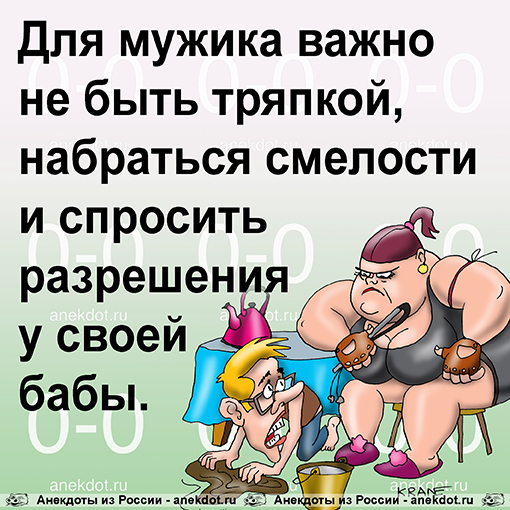 Для мужика важно не быть тряпкой, набраться смелости и спросить разрешения у своей бабы.