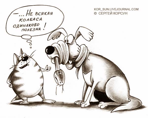 Карикатура: Не все колбасы одинаково полезны!, Сергей Корсун