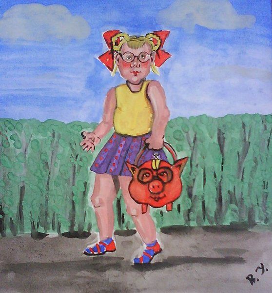 Карикатура: Девочка с сумочкой., владимир ву