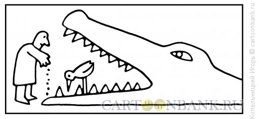 Карикатура: птица и крокодил, Копельницкий Игорь