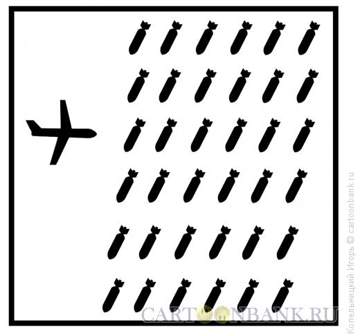 Карикатура: самолет и бомбы, Копельницкий Игорь