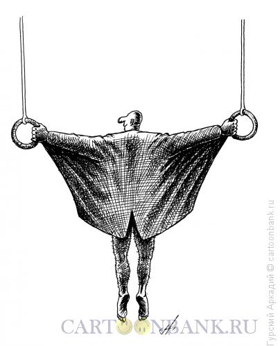 Карикатура: висит на кольцах, Гурский Аркадий