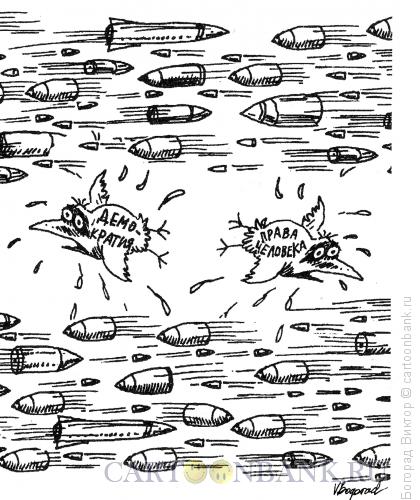 Карикатура: На войне не до прав человека и демократии, Богорад Виктор