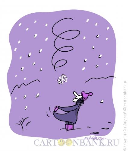 Карикатура: Девочка и снежинка, Фельдштейн Андрей