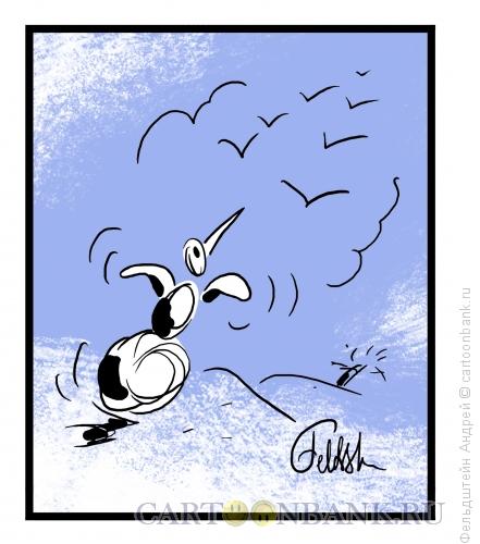Карикатура: Снеговик и перелетные птицы, Фельдштейн Андрей