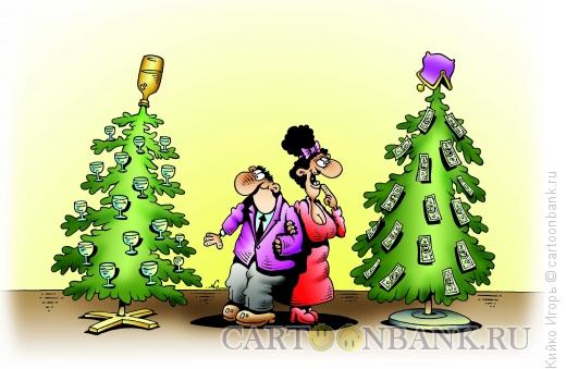 Карикатура: Новогодние елки, Кийко Игорь