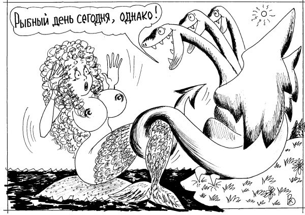 Карикатура: Ну и денёк., Валерий Каненков