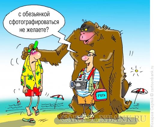 Карикатура: фото с обезьянкой, Кокарев Сергей
