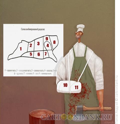 Карикатура: Схема разделки туши, Попов Андрей