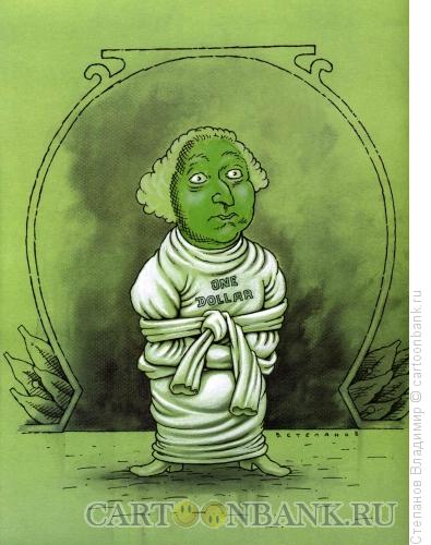 Карикатура: Больной доллар, Степанов Владимир