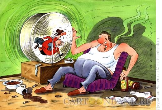 Карикатура: Как белка в колесе, Дружинин Валентин