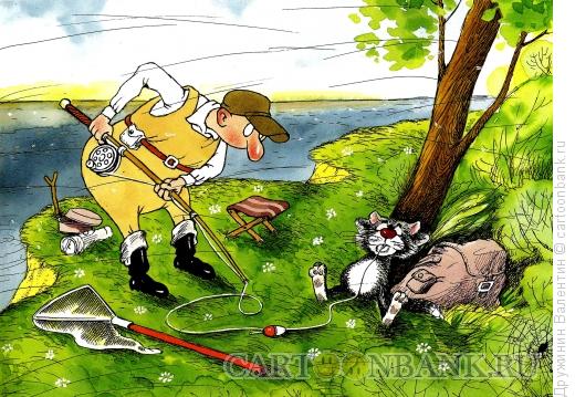 Карикатура: На рыбалке, Дружинин Валентин