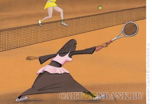 Карикатура: Теннисистка., Сыченко Сергей
