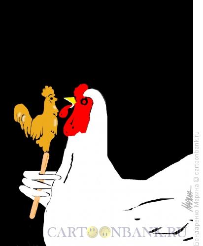 Карикатура: Курица и леденец-петушок, Бондаренко Марина