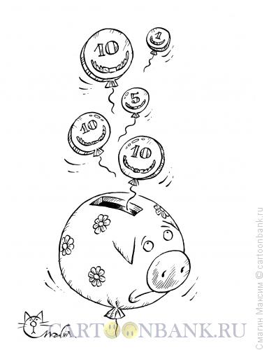 Карикатура: Деньги улетучиваются, Смагин Максим
