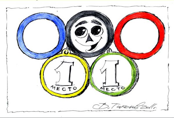 Карикатура: олимпийский чебурашка, Тихонов Владимир