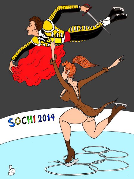 Карикатура: Танцы на льду, Валерий Каненков