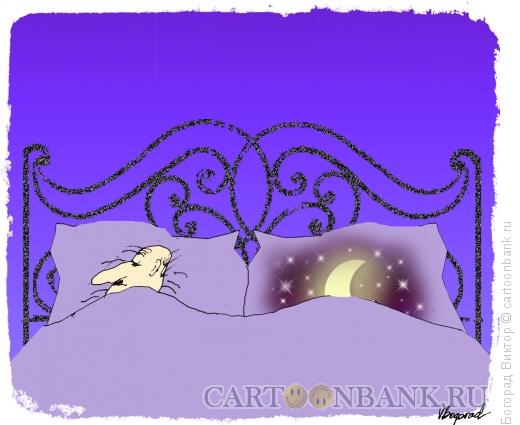 Карикатура: В одной постели с ночью, Богорад Виктор