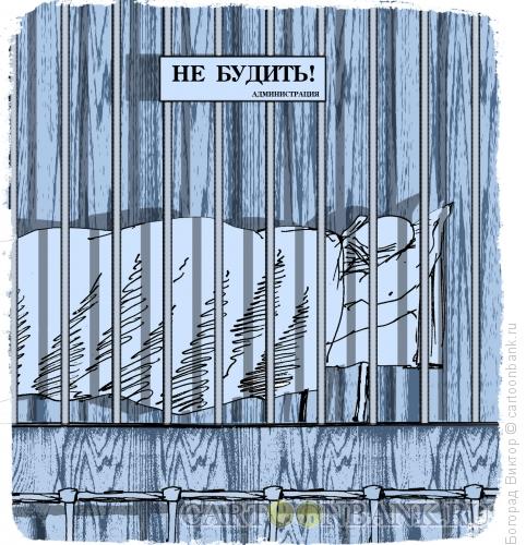 Карикатура: Спящий в зоопарке, Богорад Виктор