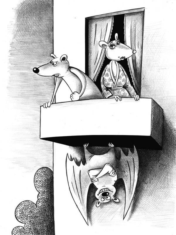 Карикатура: На балконе, Сергей Корсун