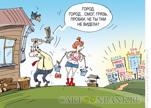 Карикатура: домик в деревне, Кокарев Сергей