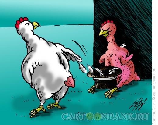 Карикатура: куриное подаяние, Локтев Олег