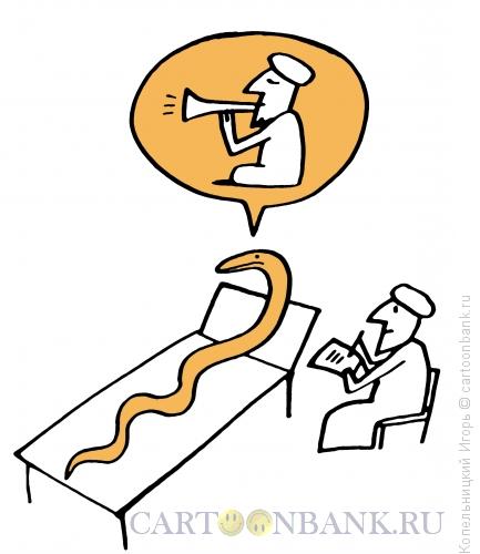 Карикатура: змей у психиатра, Копельницкий Игорь