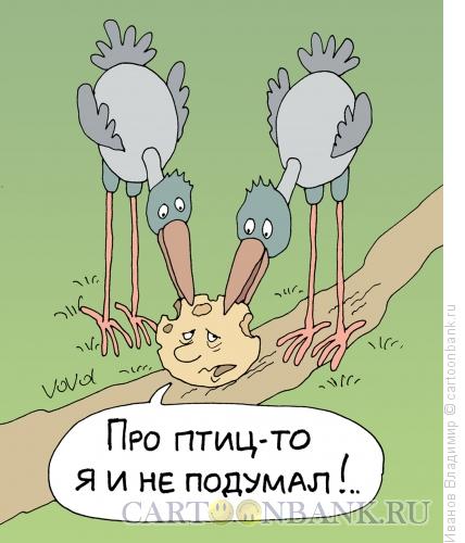 Карикатура: Колобок и птицы, Иванов Владимир