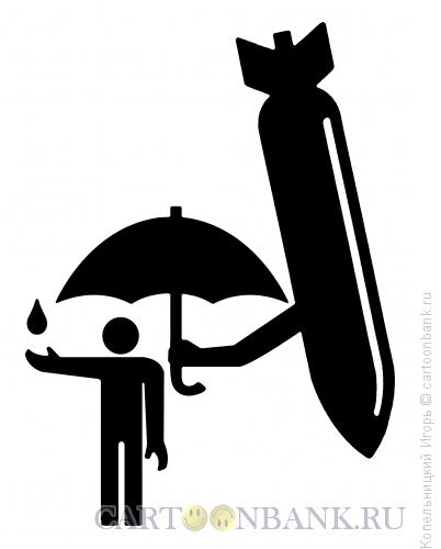 Карикатура: Ракета держит зонтик, Копельницкий Игорь