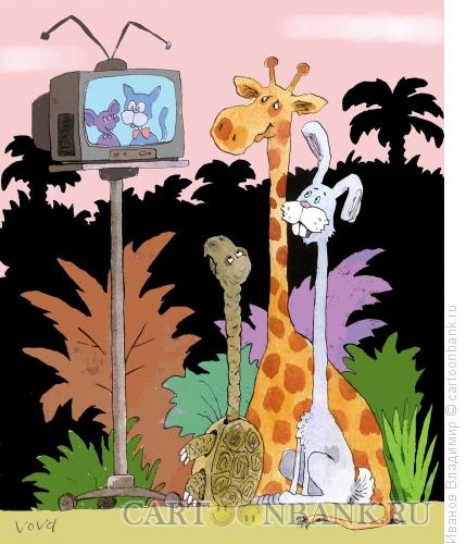 Карикатура: Телевизор жирафа, Иванов Владимир