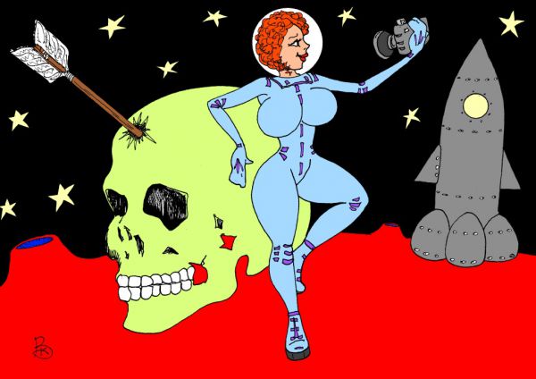 Карикатура: Селфи с Красной планеты., Валерий Каненков