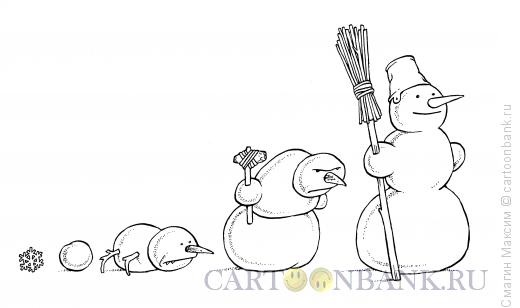 Карикатура: Эволюция снеговика, Смагин Максим