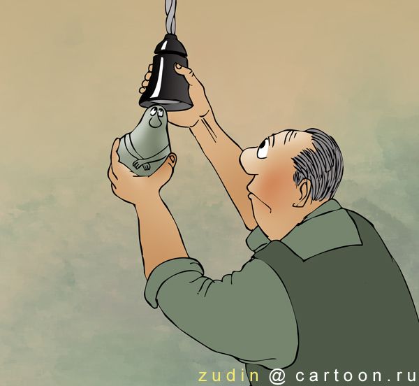 Карикатура: Ждун - лампочка, Александр Зудин
