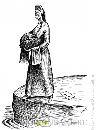 Карикатура: девушка хлеб-соль, Гурский Аркадий