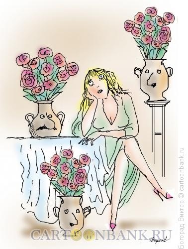 Карикатура: Продавщица цветов 2, Богорад Виктор