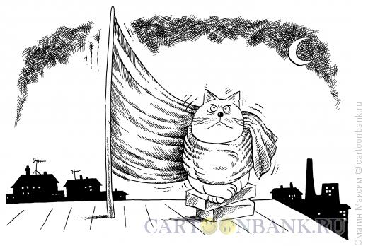 Карикатура: Кот на крыше, Смагин Максим