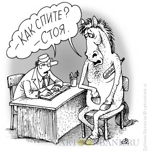 Карикатура: Конь - пациент, Дубинин Валентин