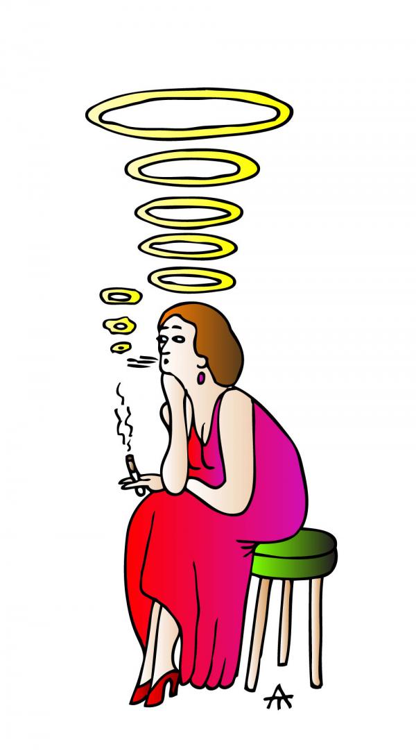 Карикатура: Курящая женщина, Алексей Талимонов