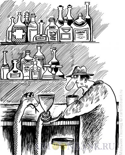 Карикатура: В кафе, Мельник Леонид