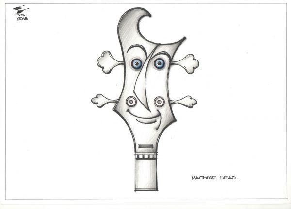 Карикатура: MACHINE HEAD . Так музыканты называют верхнюю часть грифа ., Юрий Косарев