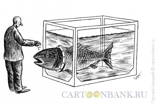 Карикатура: рыба в аквариуме, Гурский Аркадий