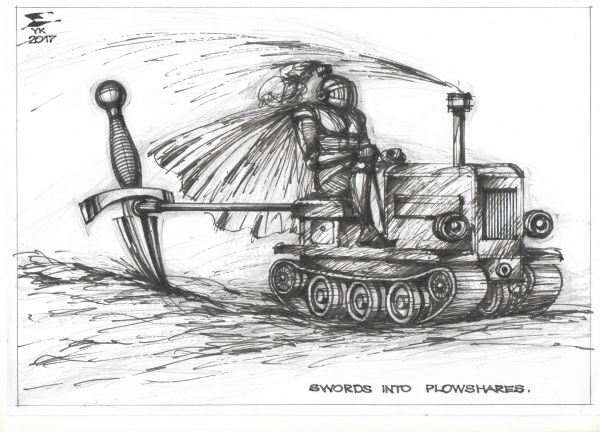 Карикатура: Перекуем мечи на орала ., Юрий Косарев