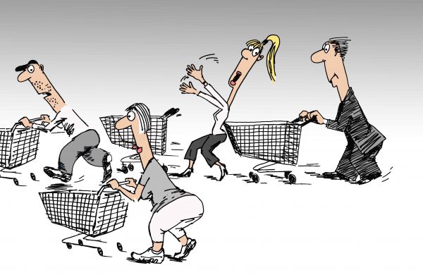 Карикатура: Трафик в магазине