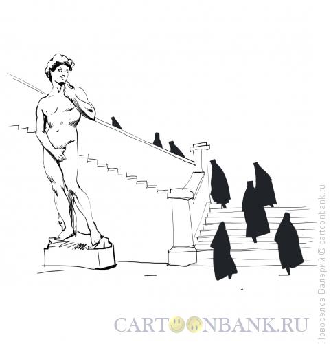 Карикатура: Давид и монашки, Новосёлов Валерий