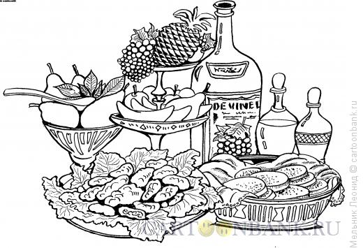 Карикатура: Сервировка праздничного стола, Мельник Леонид