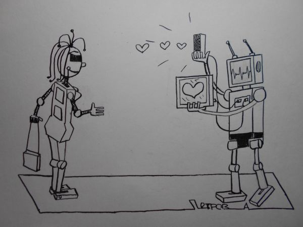 Карикатура: Любовь роботов, Петров Александр