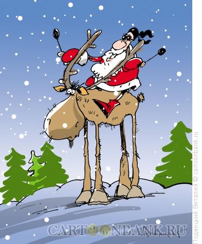 Карикатура: Дед Мороз байкер, Подвицкий Виталий
