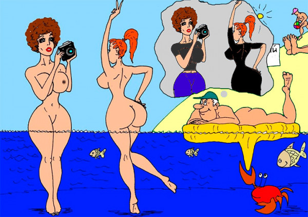 Мем: На нудистком пляже мужики  мысленно одевают баб...