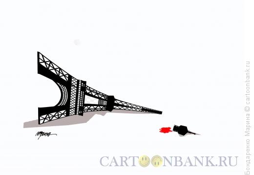Карикатура: Париж и Эйфелева башня и трагедия, Бондаренко Марина