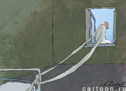 Карикатура: Сегодня с карантина сбежали два кретина, Александр Зудин